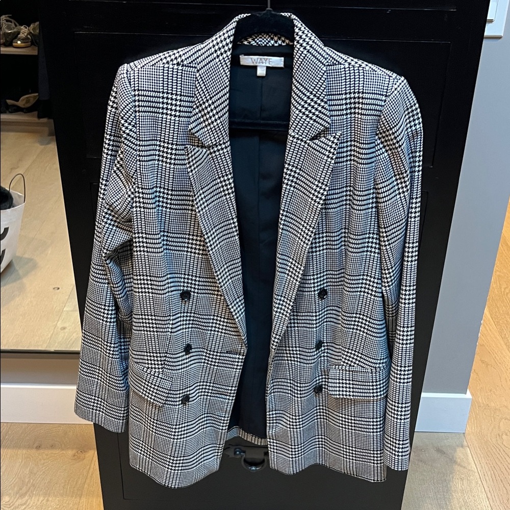 WAYF Monochrome Checkered Blazer